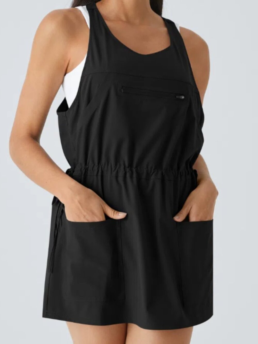 Halara Breezeful™ Utility Dress, Large, Pockets Cinch Waist Minimal Open Back